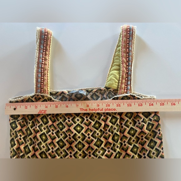 Conditions Apply green pink gold aztec beaded midi sundress sz S boho flowy - Picture 11 of 14